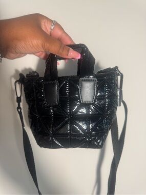 Vee Collective Vee Tote Mini Black Vinyl Bag